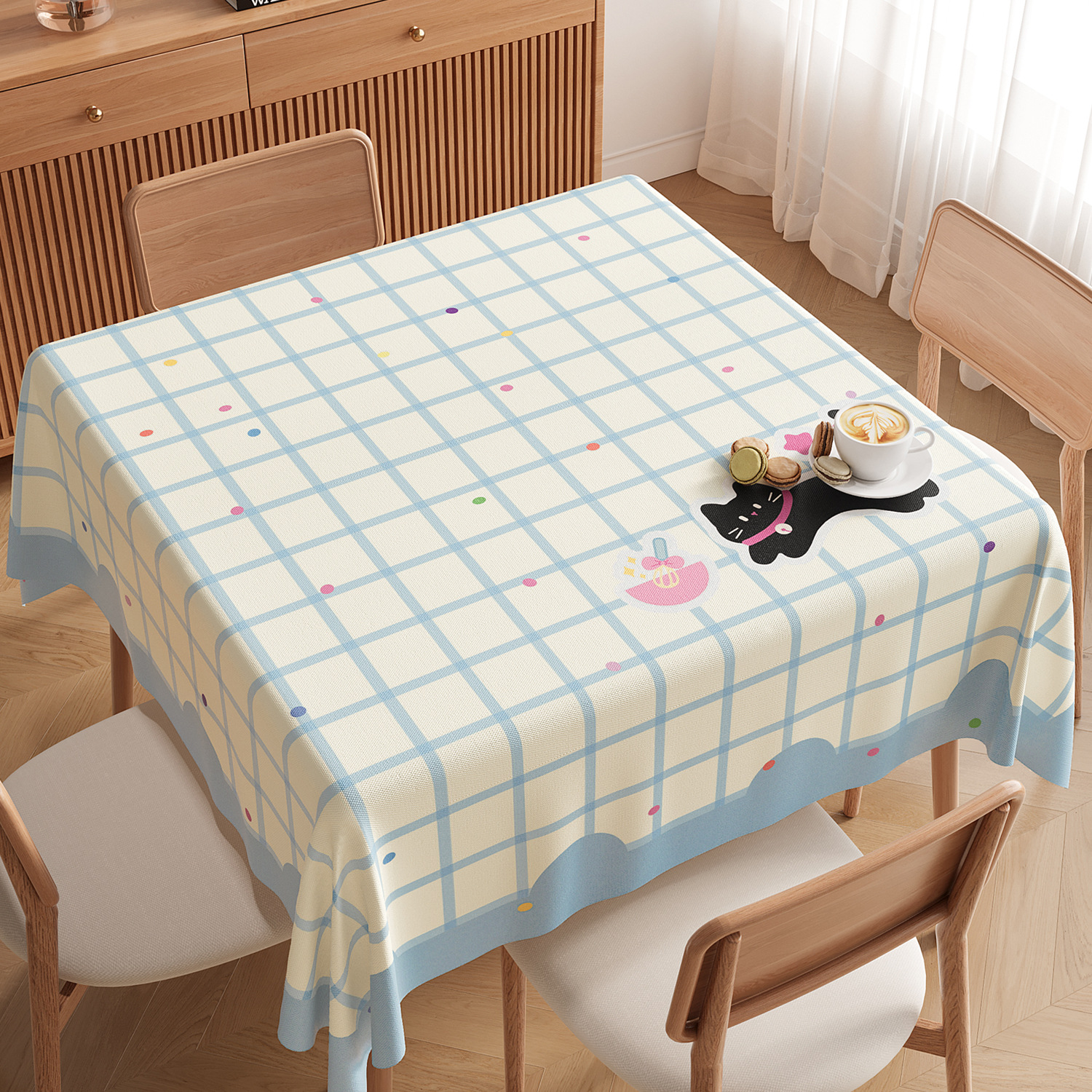 Square Table Tablecloth Waterproof and Oil-Proof No-Wash Anti-Scalding Ins Style Square Tablecloth Pvc Coffee Table Tablecloth 2025 New Style