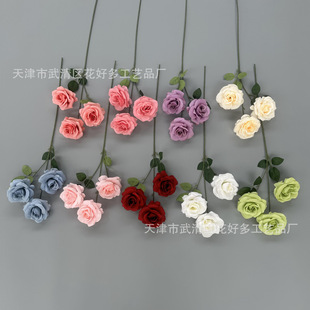 Wedding Simulation Flower 3 Princess Rose Wedding Auditorium Road Flower Home Hotel Decoration Fake Flower Cross-border Rose