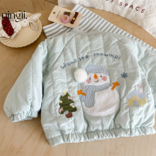 柠里女童秋冬新款棉衣外套女宝宝可爱夹棉加绒棒球棉服加厚夹克衫