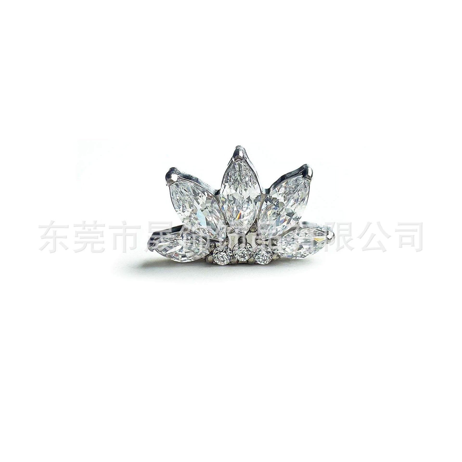 F136 Titanium Alloy 五马眼 Cubic Zirconia Flower Helix Cartilage Stud G23 Internal Thread Flat Back Ear Stud Labret Stud Piercing Jewelry