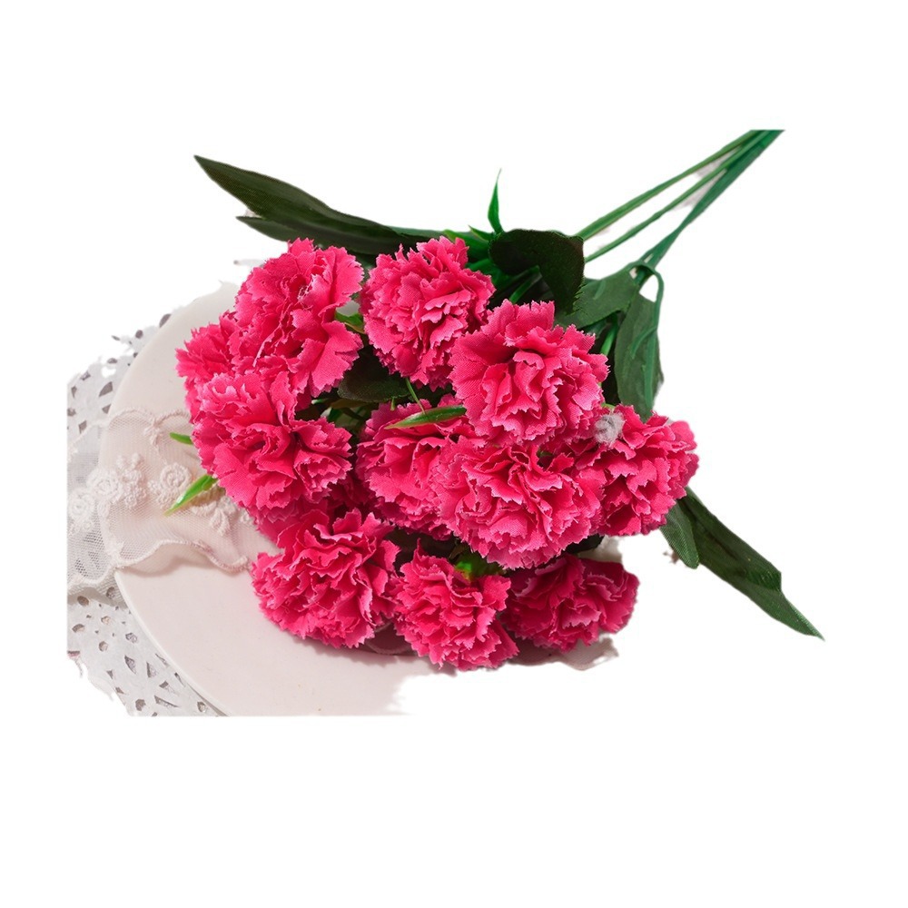 Ramo Artificial de Claveles de 12 Tallos, para Bodas y Decoración, Flores de Seda