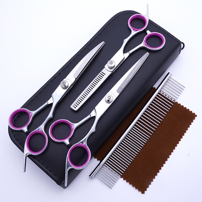 Fábrica directa PET tijeras profesional perro pelo recorte tijeras fino pelo roto pelo diente tijeras peluche juego