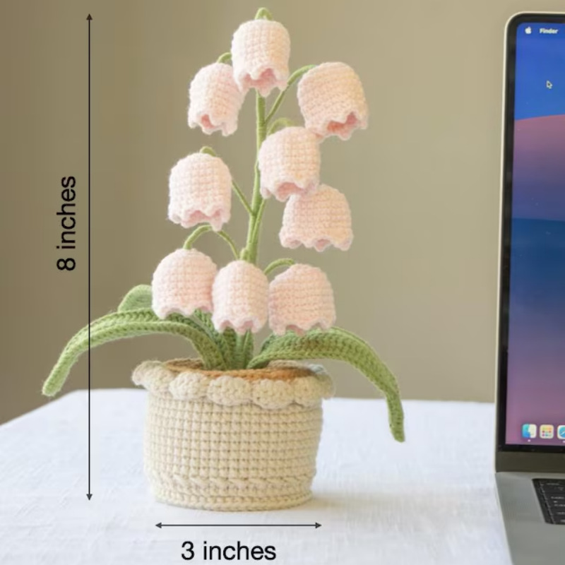 Productos acabados ganchillo artesanal orquídea en maceta flor algodón lana tejer simulación flor de mesa bonsai regalos hechos a mano