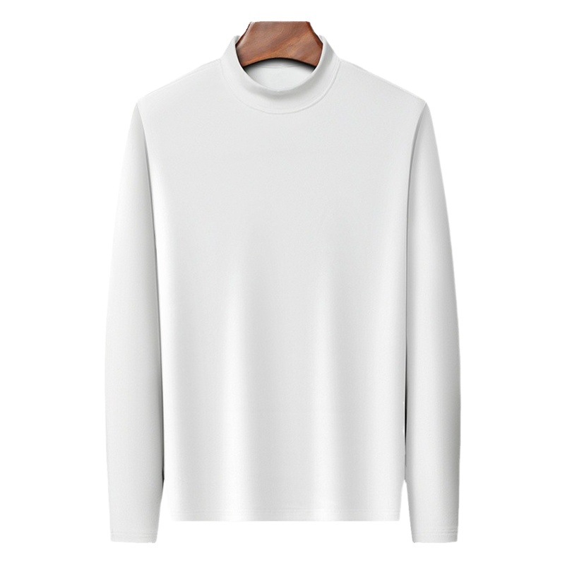 Yingao manga larga terciopelo color sólido medio cuello alto Otoño e Invierno hombres nueva ropa de otoño camiseta de los hombres de mediana edad al por mayor