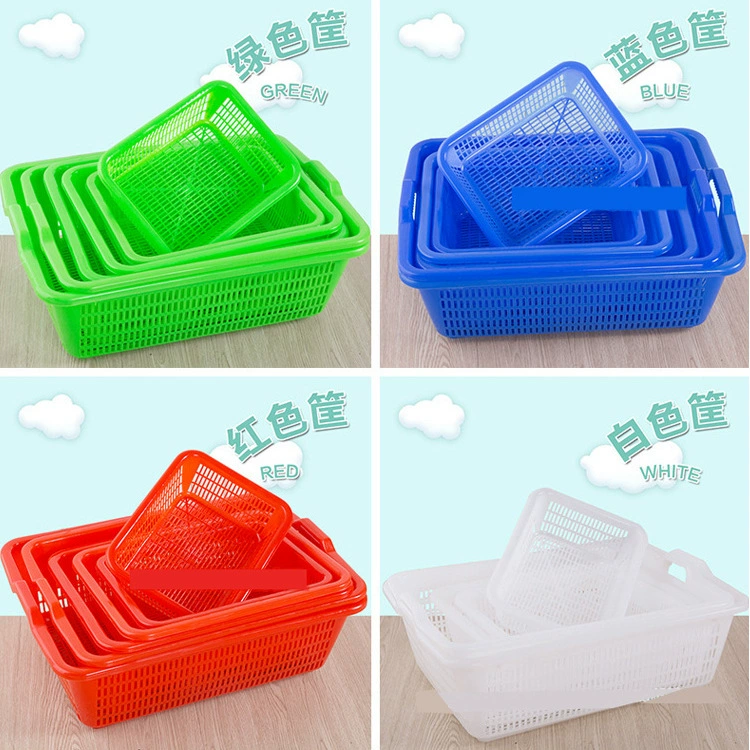 Rectangular Plastic Storage Basket, Multi-Size Vegetable Wash & Storage, Stackable