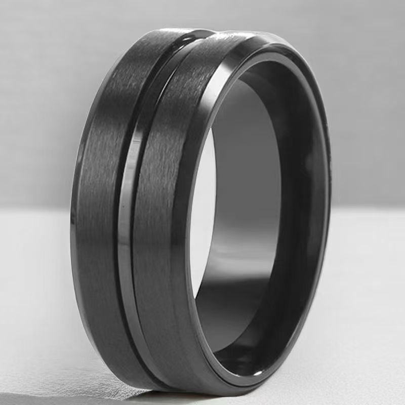 Anillo de acero inoxidable que no se desvanece ins moda masculina giratoria anillo de acero de titanio de nicho frío de los hombres liso