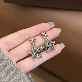 Ажурные серьги-гвоздики со звёздами цирконий