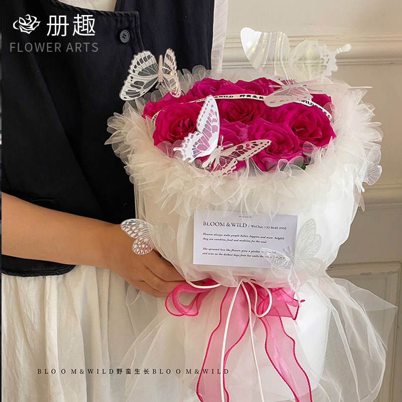 Nuevo PVC tridimensional mariposa accesorios tarjeta impermeable flor regalo decoración flor tienda accesorios hechos a mano material de bricolaje