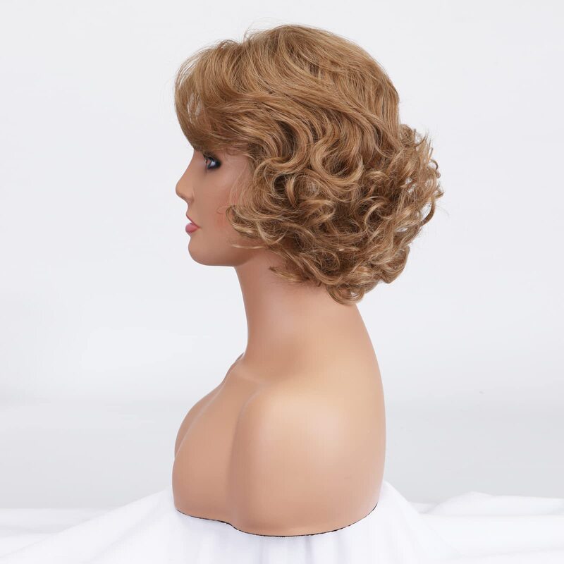 ヨーロッパとアメリカの貿易クロスボーダーウィッグ女性のファッショナブルなショートカーリーヘアメーカー卸売中高年化学繊維フルヘッドギア気質ヘアスタイル|undefined