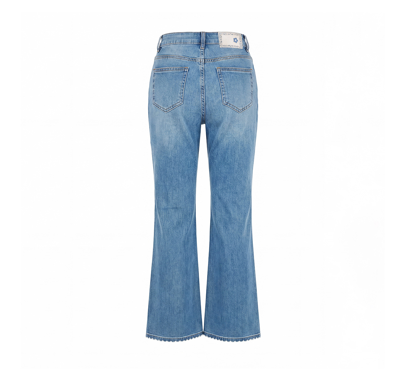 Quần jean nữ ống loe cạp cao co giãn bốn chiều vải cotton siêu mẫu — xanh lam chi tiết 27