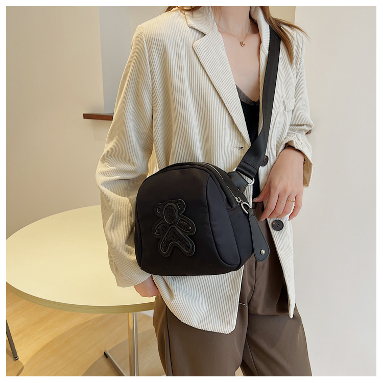 commuter leisure bear sequined Oxford cloth bag crossbody bag chest bag shell bag_voghion.com