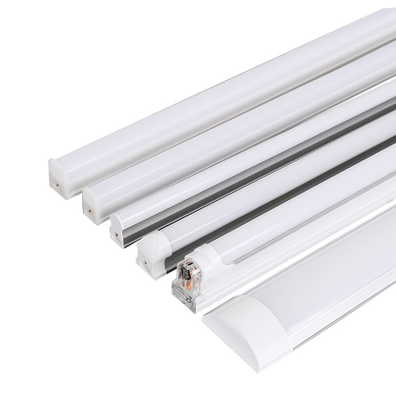 Lámpara LED integrada t5t8, lámpara cuadrada totalmente de plástico dividida de aluminio y plástico para el hogar, fábrica, oficina, tira de purificación, lámpara con soporte