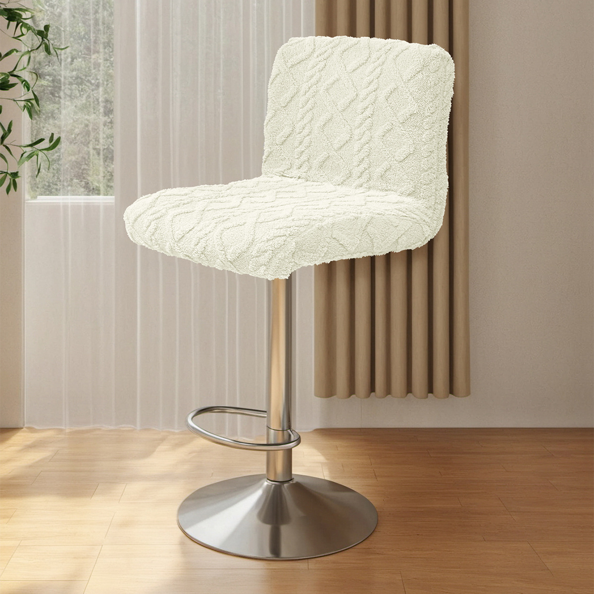 Transfronterizo algodón de terciopelo Jacquard trenzado cubierta de silla de espalda baja anti-gato agarrar bar elástico de color sólido cubierta de silla giratoria al por mayor