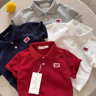 Children's Polo Shirts 2025 Summer New Style Male and Female Baby Fashion Versatile Polo Shirts Handsome Pure Color Short-Sleeved Wholesale