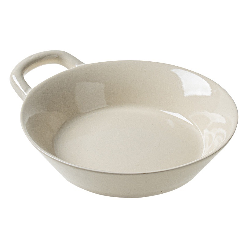 [Cuenco destacado de una sola oreja de alto aspecto] tazón de desayuno de cerámica de lujo ligero tazón de yogur japonés de una sola manija ligeramente defecto