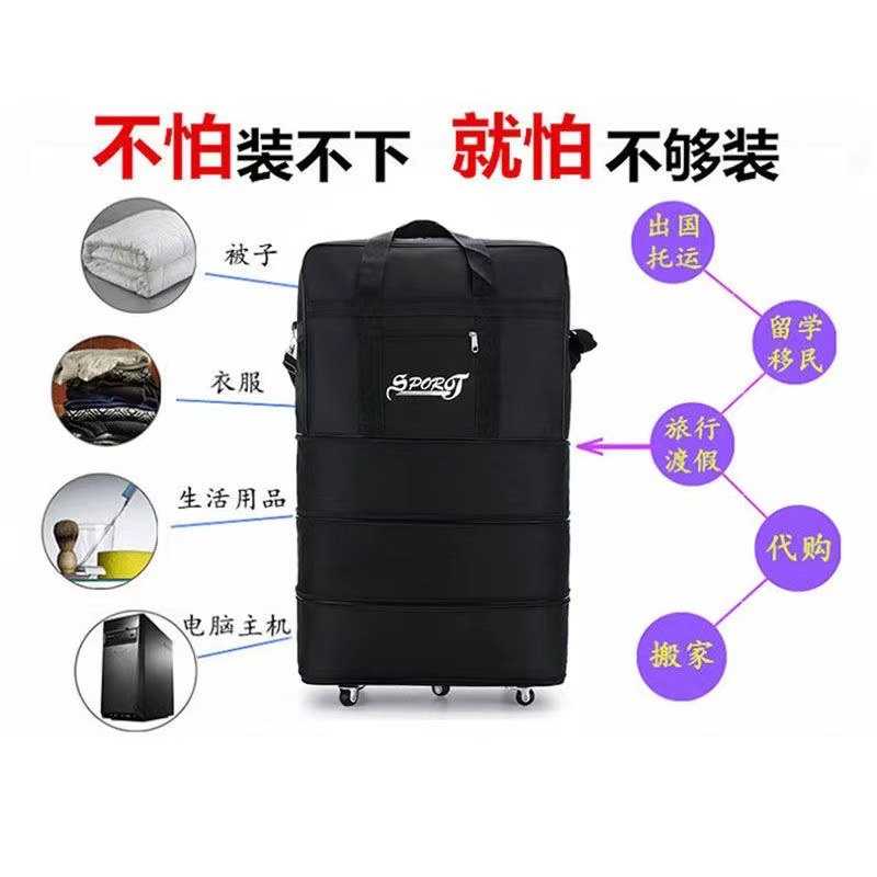 Maleta de viaje de 158 cm para equipaje de mano, resistente a la suciedad, duradera, plegable, con ruedas, ligera.