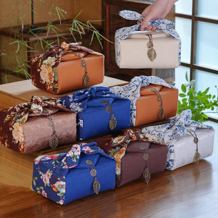 Handmade Linen Bag Portable Travel Tea Set Thickened Storage Bag with One Pot, Two Cups, Three Cups Cloth Bag