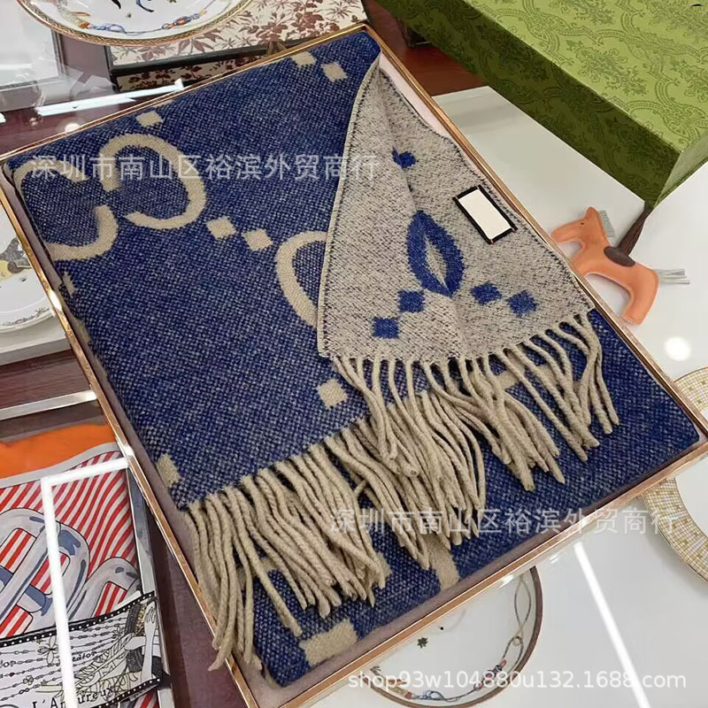 双G大牌围巾家高品质经典双面羊绒围脖秋冬网红专柜同款羊毛披肩|undefined