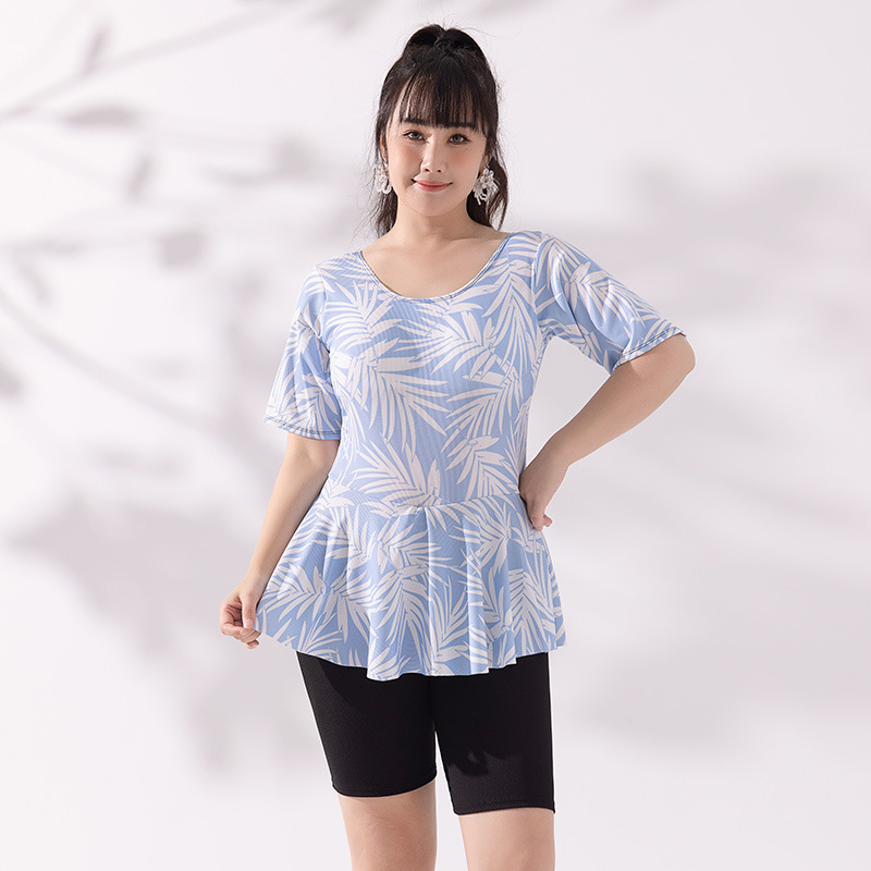 Traje de baño de una pieza para damas de mediana edad, tamaño extra grande, traje de baño de primavera caliente de adelgazamiento conservador de niña gordita