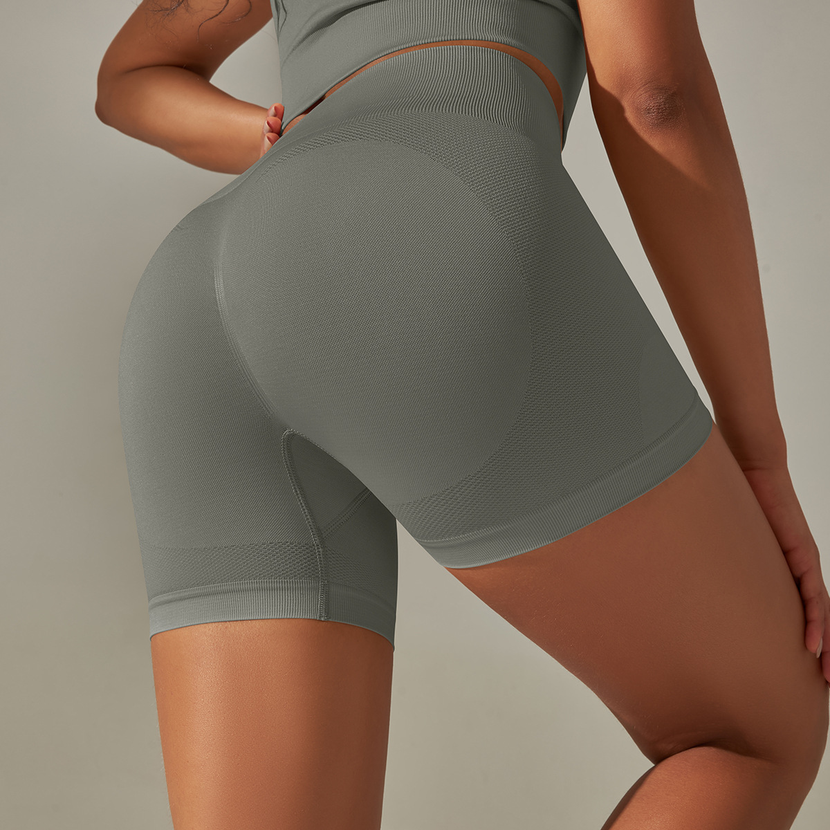 Pantaloni de yoga uni, tricotați fără cusături, culoare piersică, pentru ridicarea feselor și strângerea abdomenului, cu talie înaltă, pentru sport, alergare, fitness_voghion.com