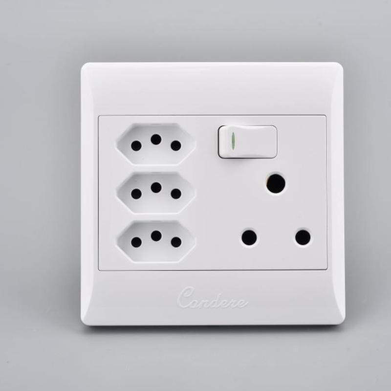 南非大面板插座出口南非126型一开16A带3位10A欧插插座大南非插座