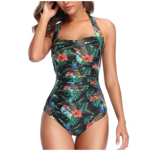 European and American style one-piece swimsuit, close-fitting swimsuit, solid color European and American style women's tankini in Lianing Huludao