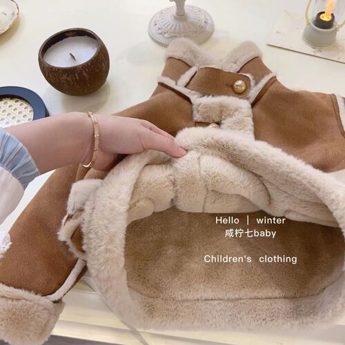 Women's winter coat with fur lining, 2025 new model, padded and thick children's coat, stylish baby winter jacket