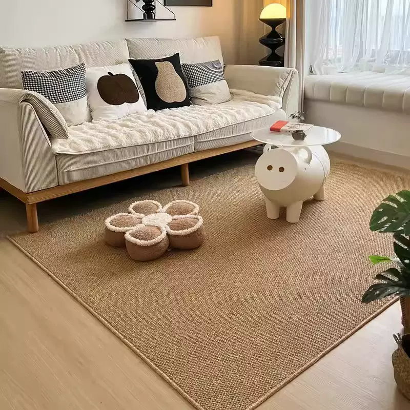 跨境剑麻客厅地毯耐磨耐脏易打理入户地垫家用防猫抓床边毯茶几垫