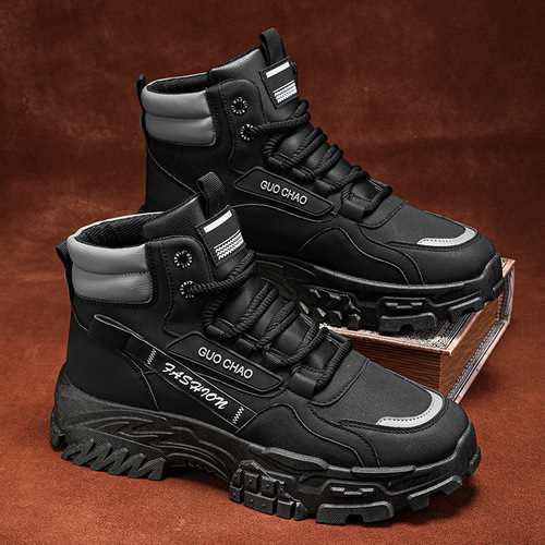 High-top Martin boots, men's shoes, new autumn work shoes, men's trend, all-matching thick sole, non-slip casual short boots