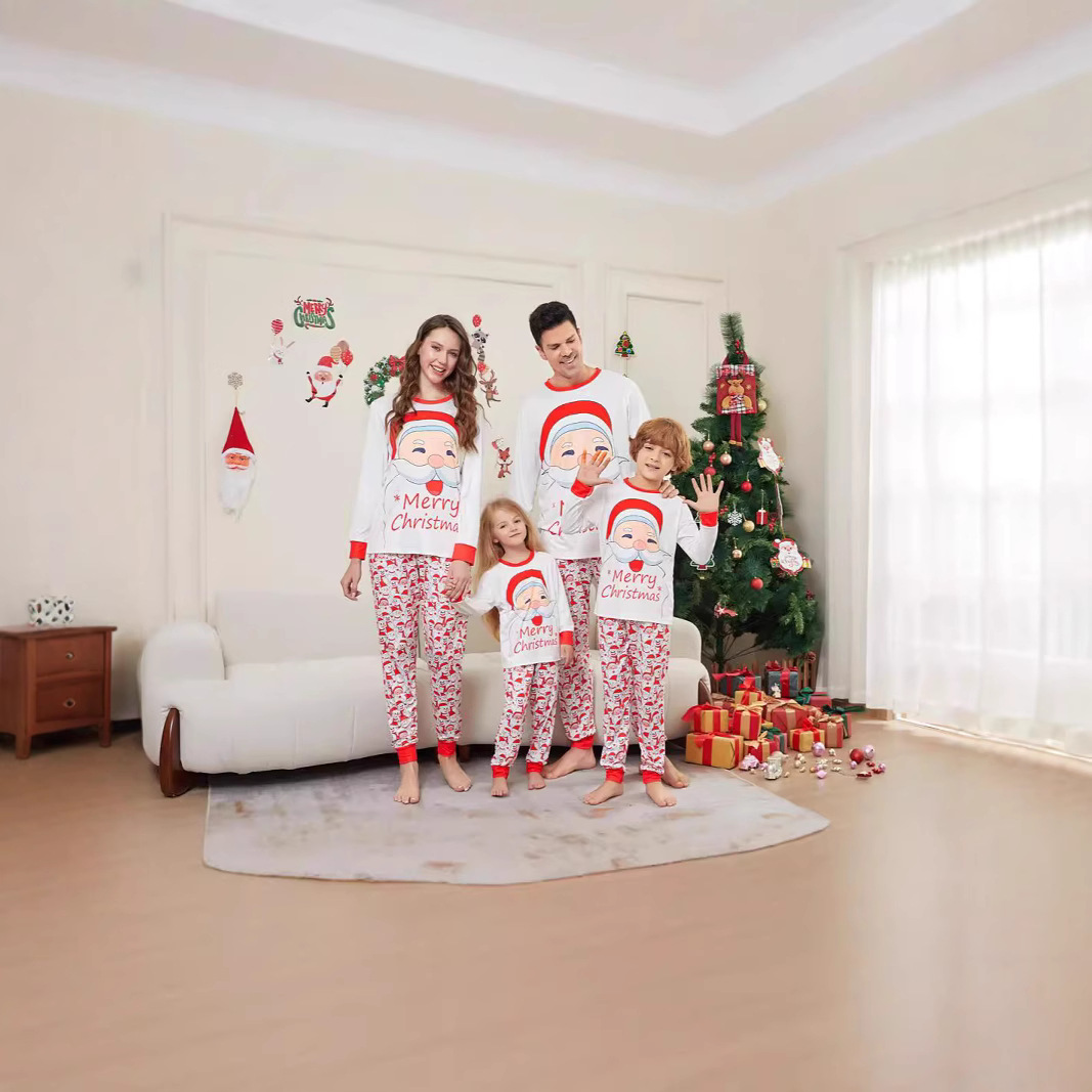 Christmas Santa letter Snowman Christmas family suit printed home clothes pajamas_voghion.com