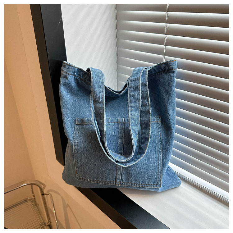 Simple moda Denim alta textura bolso de las mujeres 2023 Invierno nuevo estilo occidental color sólido de gran capacidad hombro bolsa de las axilas