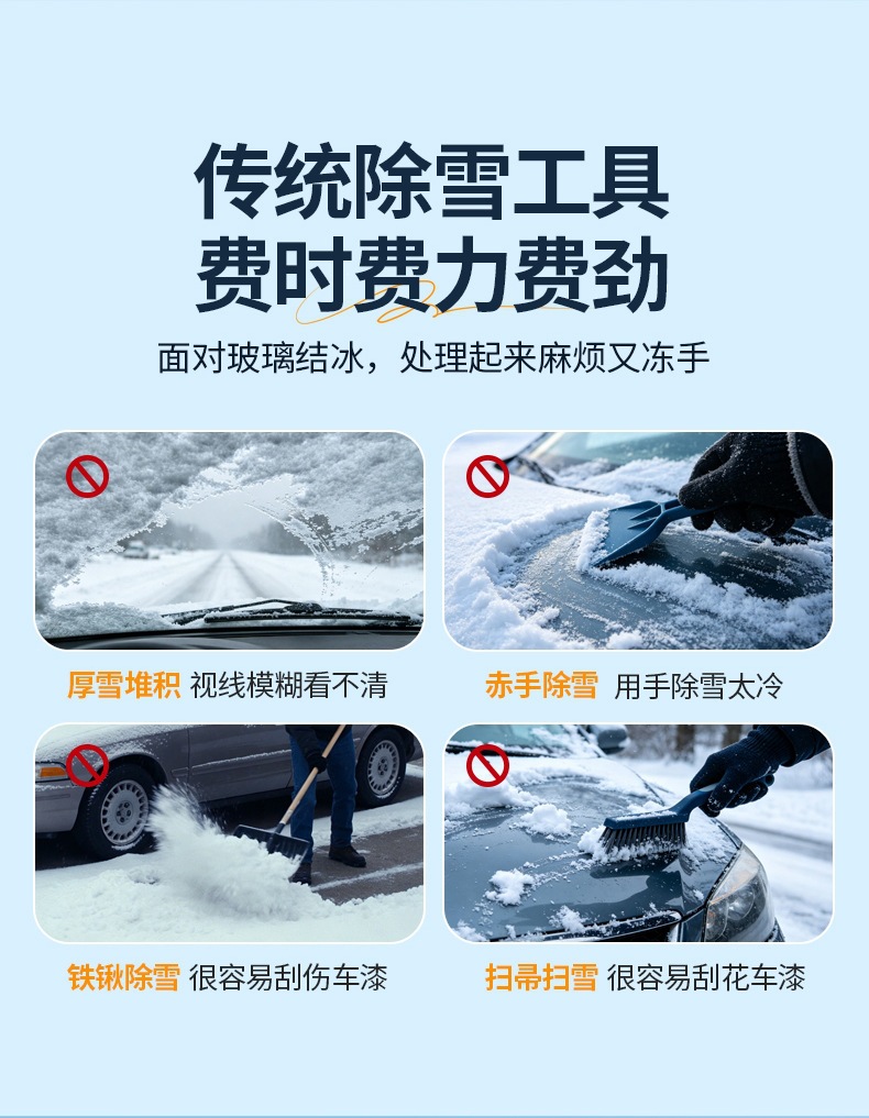 Car snow removal shovel, multifunctional ice and snow removal brush, retractable snow scraper, glass winter tool