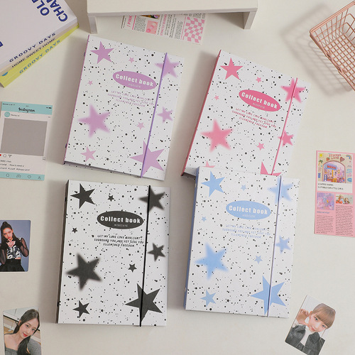 Korean star splash-ink loose-leaf photo album simple girly four-square album card storage album star chasing small card card album female