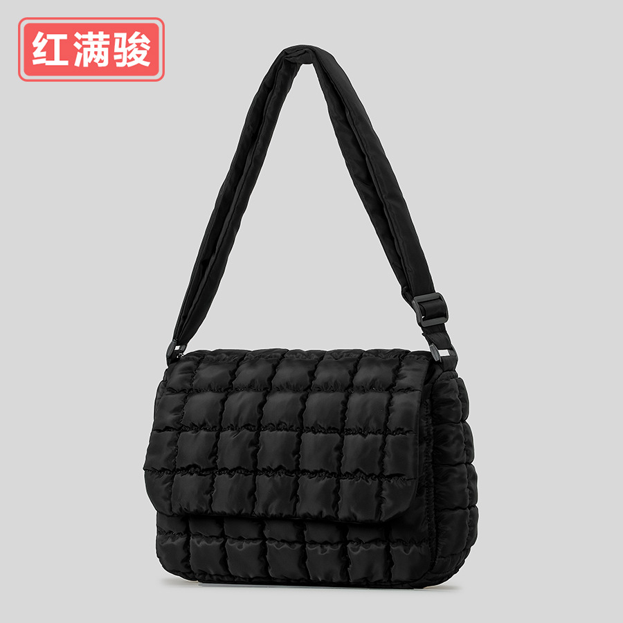 Black one-shoulder bag with down
