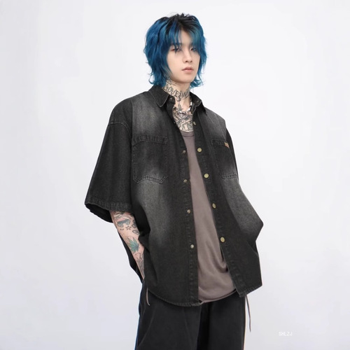 Men's Summer Korean Style Trendy College Casual Short Sleeve T-Shirt, Ultra-Hot Versatile Loose Jacket