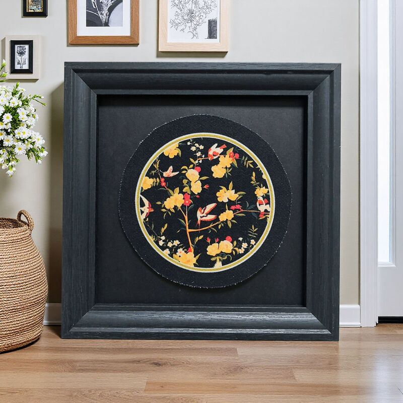 Casual Wooden Square Photo Frame Chinese Painting Calligraphy Display Framed Puzzle Black and White Diamond Embossed Specimen Picture Frame