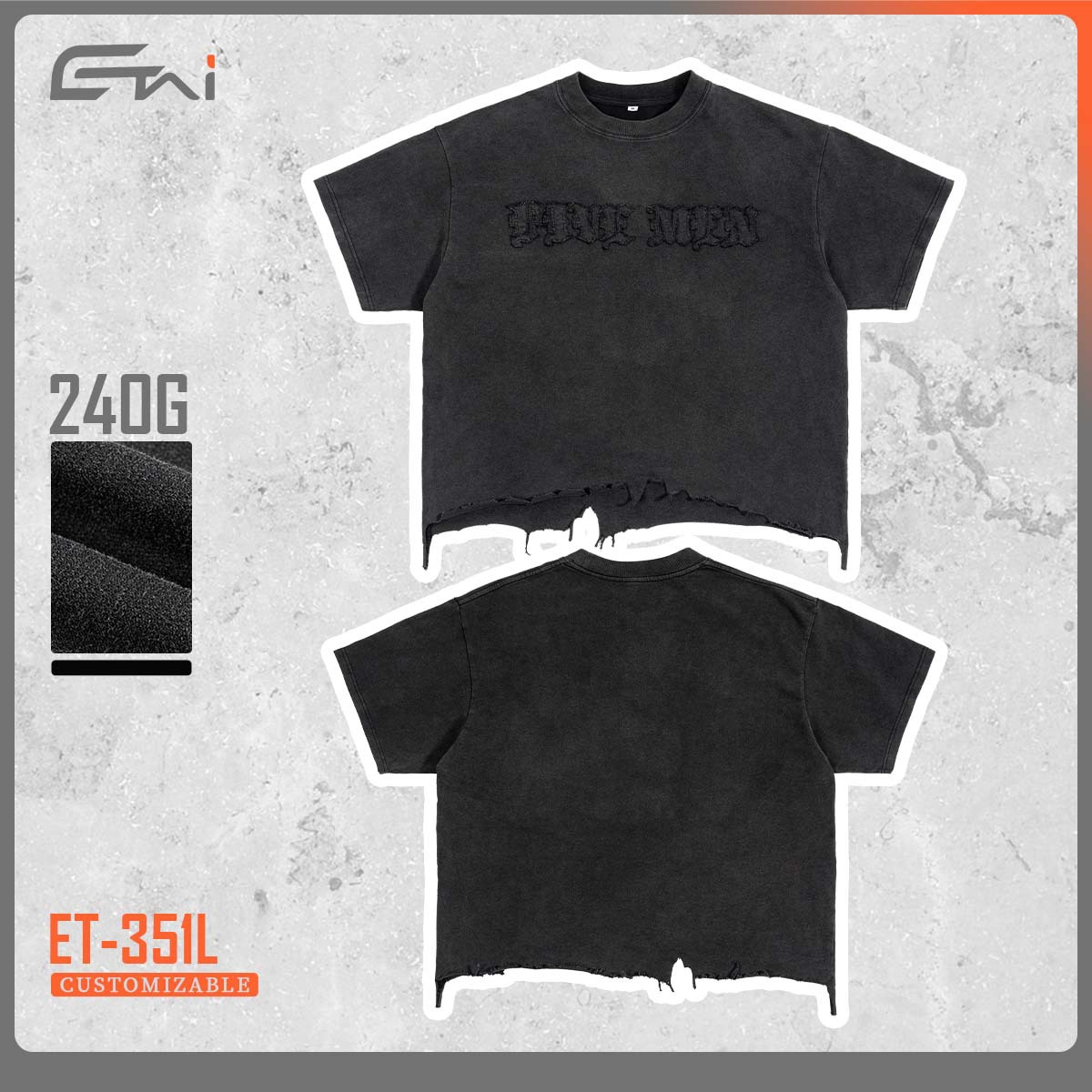 ETAI ropa de hombre de verano hombre algodón de manga corta pesada retro lavado con agua hace viejos desgastados estilo de moda de la calle marca de moda americana T image 3