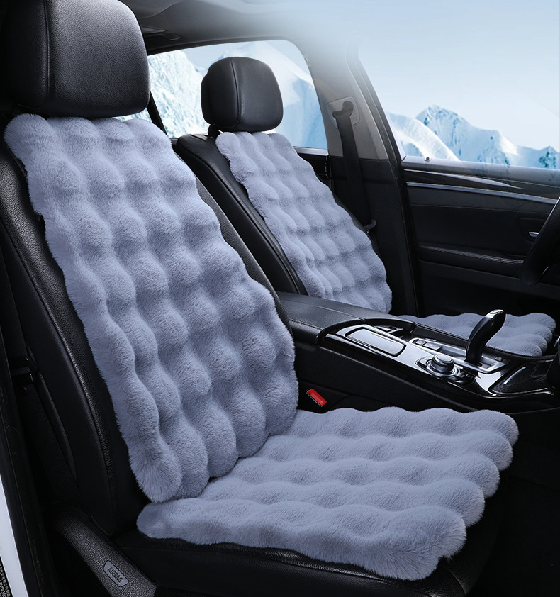 temu Amazon new bubble velvet car cushion rabbit plush warm winter three-piece plush