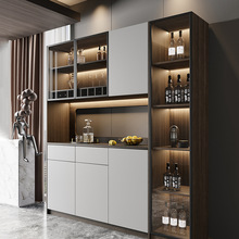 新款现代简约餐边柜实木客厅一体靠墙高柜厨房客厅储物柜家用边柜