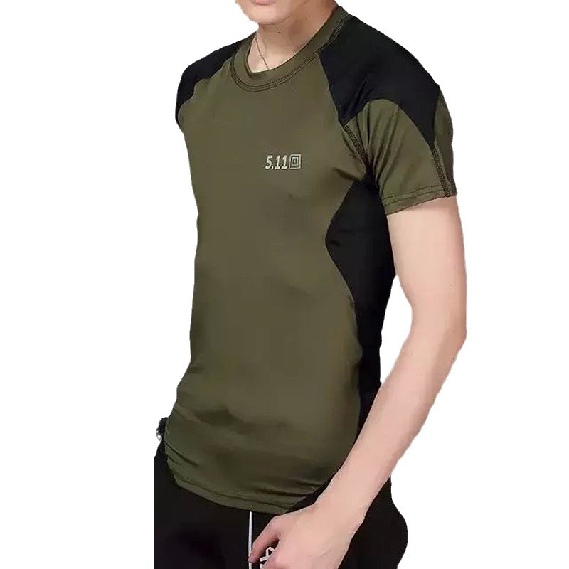 511 cuello redondo manga corta militar ventilador ropa física y táctica camiseta Camiseta de ventilador militar al aire libre camiseta de los hombres elásticos transpirables de secado rápido