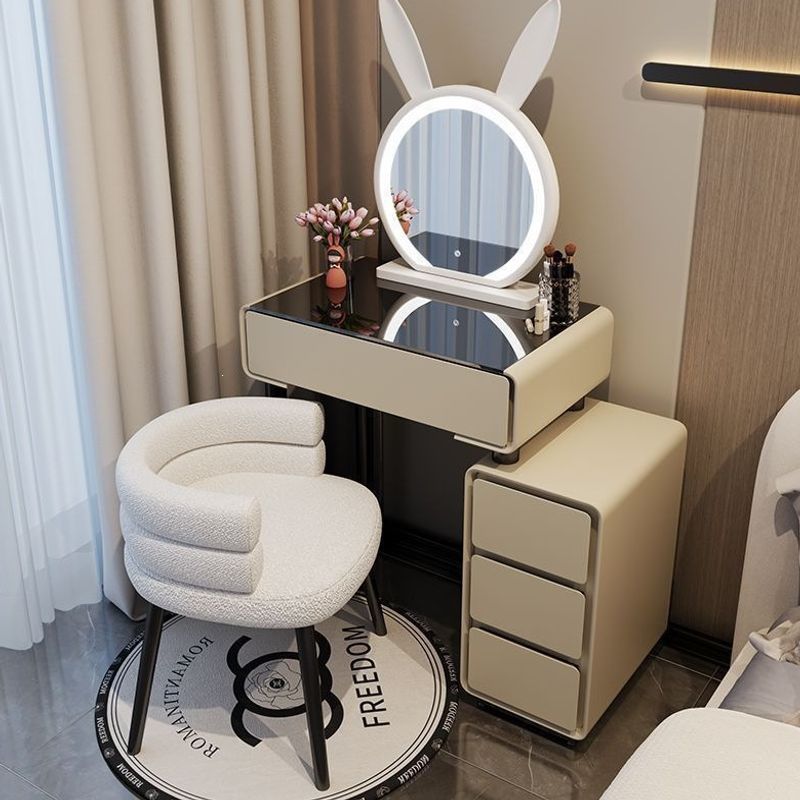 2025 New Model Light Luxury Style Dressing Table, Simple Bedroom Vanity Table, Trendy Ins-Style Makeup Table for Small Apartments