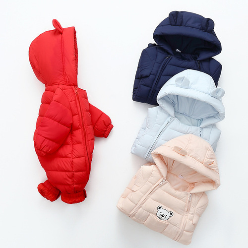Baby Autumn/Winter Children Newborn Outfit for Boys and Girls, Thick Winter Climbing Suit with Outerwear Set, Cotton Padded Overall