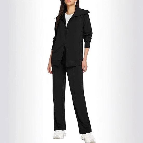 2025 Amazon Aliexpress Cross-Border Women's Double-Ended Zipper Sweatshirt Long-Sleeved Stand-Up Collar Lapel Sweatshirt Women's Suit