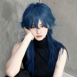 Anime cos wig men's and women's tail style personalized mullet head Net red sun often take photos Wolf Tail long hair full top head cover