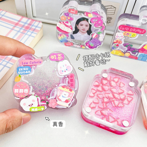 Special-shaped quicksand oiled Guka brick new fruit quicksand Guka mahjong brick magnetic photo frame diy ID photo