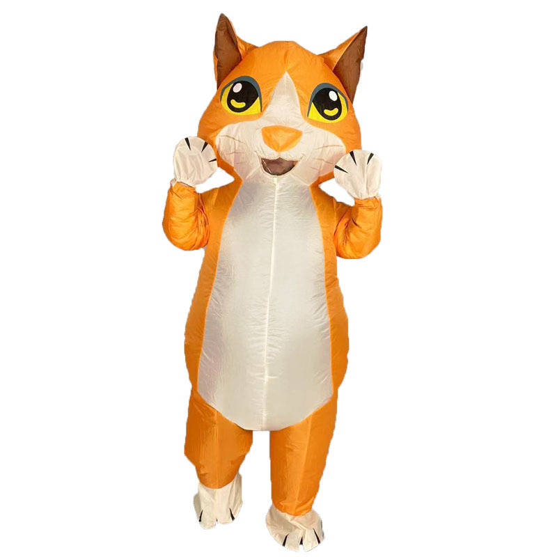 Nuevos cos transfronterizos juegan ropa inflable de gato negro lindo perro amarillo muñeca inflable creativa divertida ropa inflable de dibujos animados