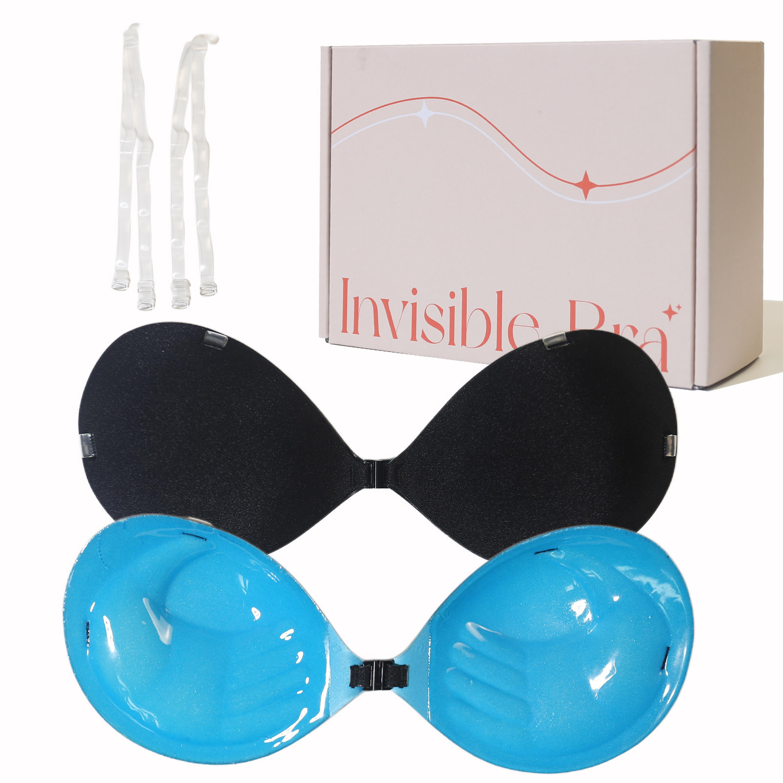 외부는 검정색, 내부는 파란색(어깨끈 포함) + 컬러 박스