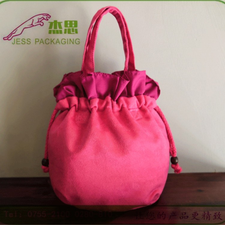 设计新款绒布创意迷你圆底手提包抽绳束口袋休闲包量大从优