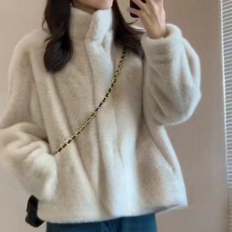 Imitation Velvet Mink Coat Fur One-piece Collar Short Mink Velvet Environmental Friendly Fur Women's Winter Fur Coat