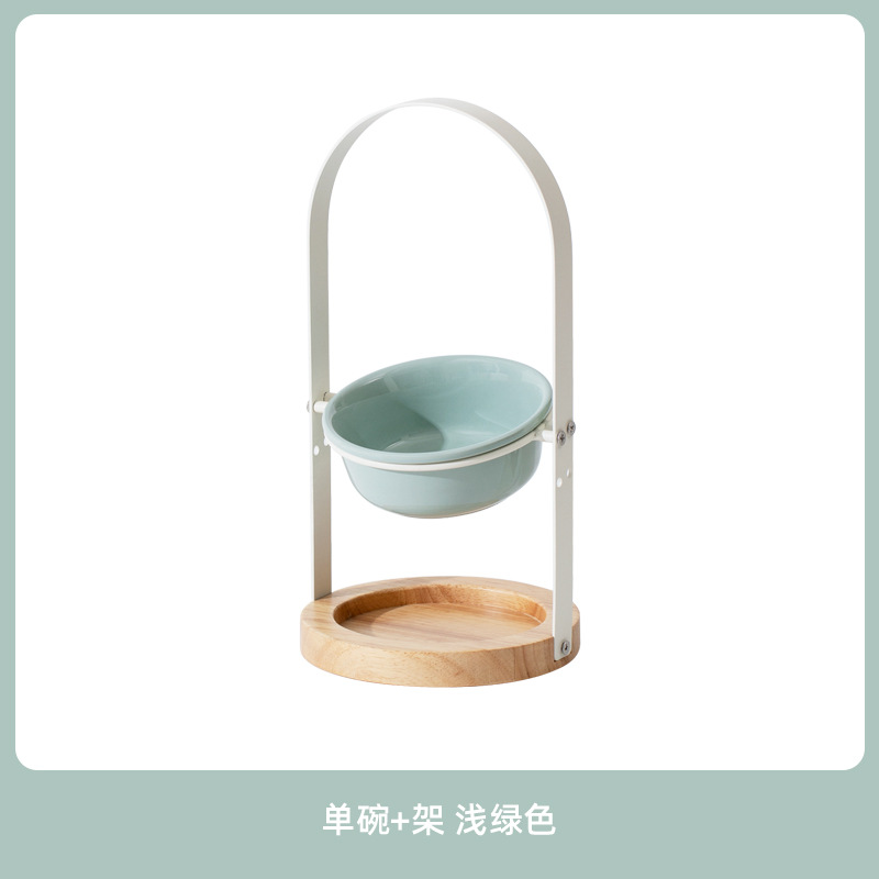 Platillo volante de cerámica de alto aspecto tazón de gato pie alto protección de la boca oblicua columna cervical tazón de comida para gatos gato y perro tazón de fuente Doble